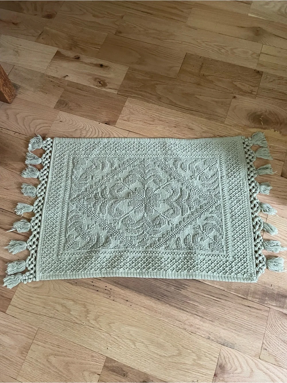 Amazon Sage Green Textured Tassel Bath Mat